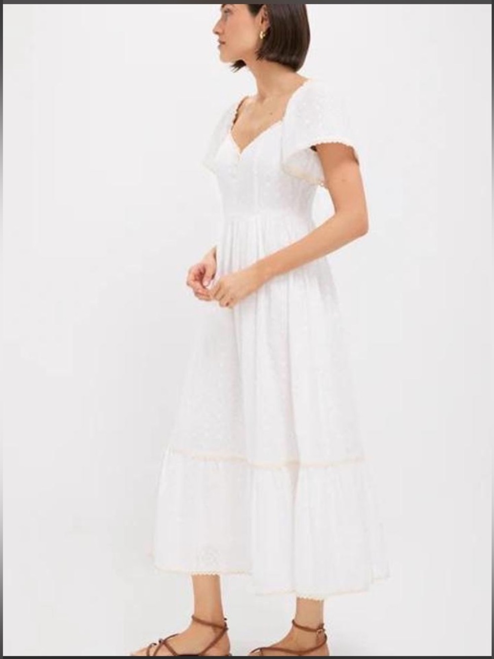 Tuckernuck Pomander Place Dainty Eyelet Holley Midi Dress White Cream S